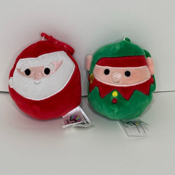 Squishmallows Christmas Santa and Elf Keychain 4.5" - Picture 1 of 8